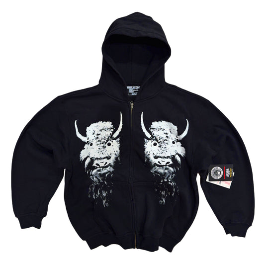 Black "Buffalo Mask" Zip-Up